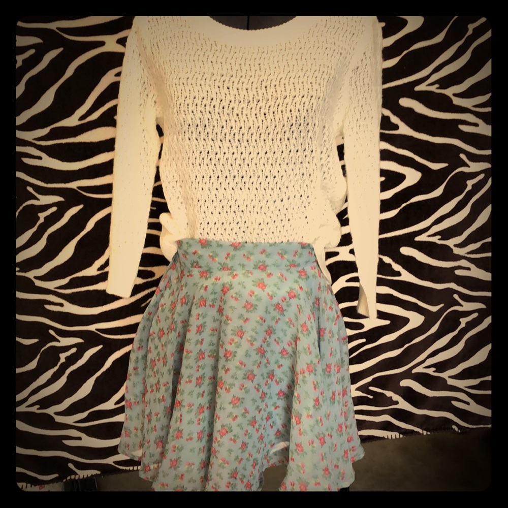 Blue floral skirt